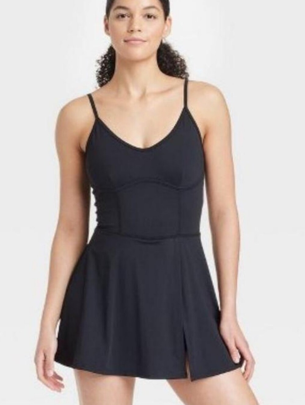 Joylab Women’s Corset Detail Active Stretch Mini Dress Large Black